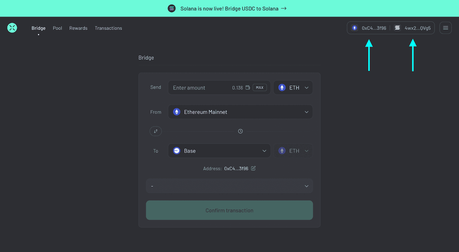 Solana Bridge SEO Blog Post (SS 3) Make sure both of your wallets are connected.